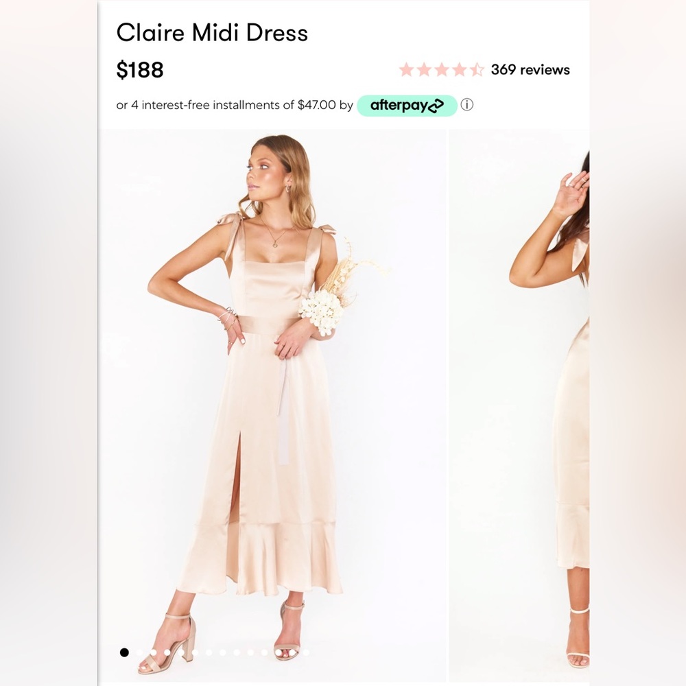 Show Me Your Mumu Claire Midi Dress in Champagne Luxe Satin